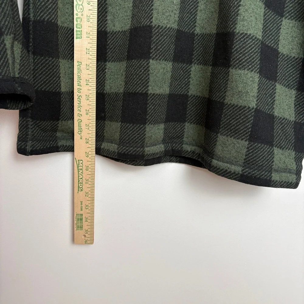 The North Face Mens 1/4 Zip Fleece Sweater XXL Green Plaid Pocket Elbow Patches